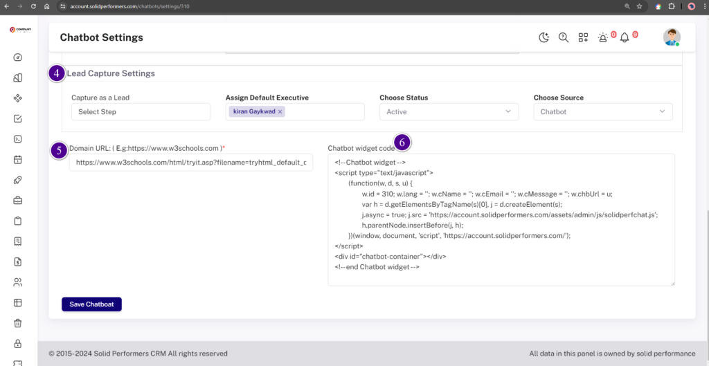 Snip Chatbot Setting solid performance Google Chrome (2)